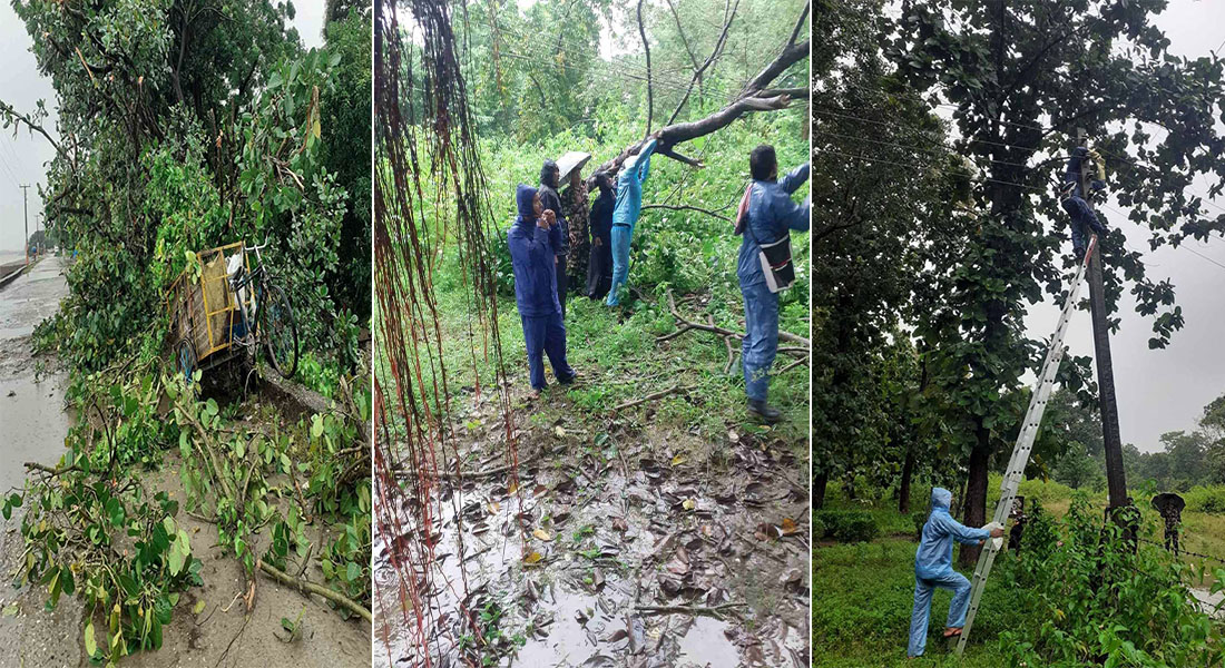 अविरल वर्षाले विद्युतीय संरचनामा क्षति, विभिन्न ठाउँकाे विद्युत आपूर्ति अवरुद्ध